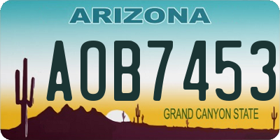 AZ license plate AOB7453