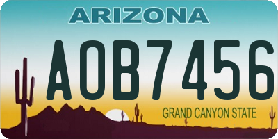 AZ license plate AOB7456