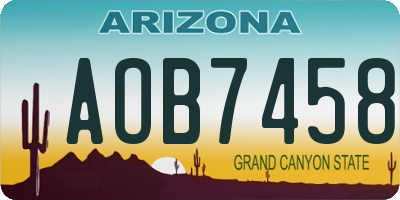 AZ license plate AOB7458