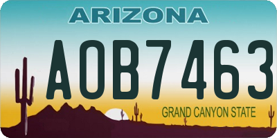 AZ license plate AOB7463