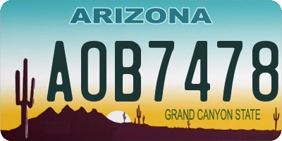 AZ license plate AOB7478