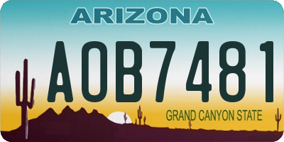 AZ license plate AOB7481
