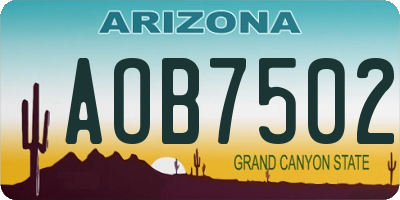 AZ license plate AOB7502