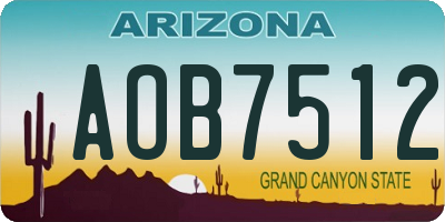 AZ license plate AOB7512