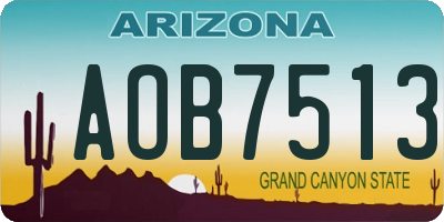 AZ license plate AOB7513