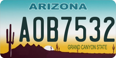 AZ license plate AOB7532