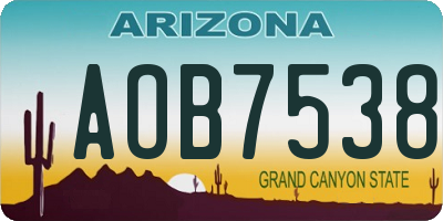 AZ license plate AOB7538