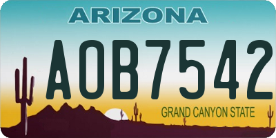 AZ license plate AOB7542