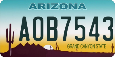 AZ license plate AOB7543
