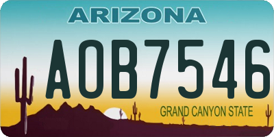 AZ license plate AOB7546