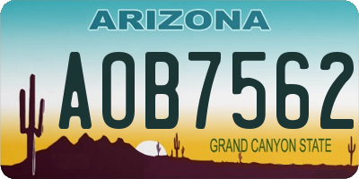 AZ license plate AOB7562