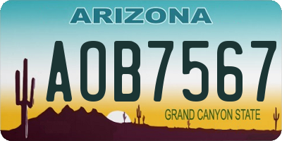 AZ license plate AOB7567