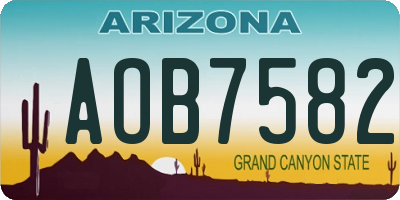 AZ license plate AOB7582