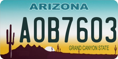 AZ license plate AOB7603