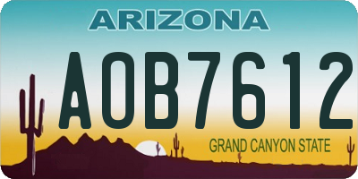 AZ license plate AOB7612