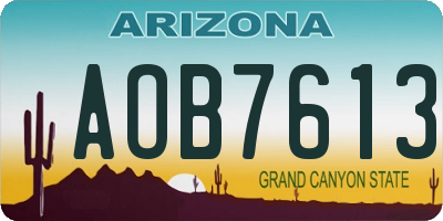 AZ license plate AOB7613