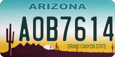 AZ license plate AOB7614