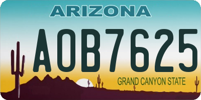 AZ license plate AOB7625