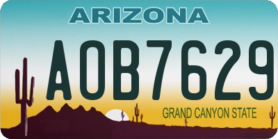 AZ license plate AOB7629