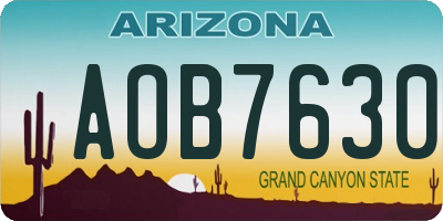 AZ license plate AOB7630