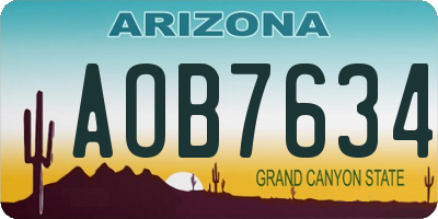 AZ license plate AOB7634