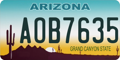 AZ license plate AOB7635