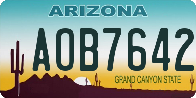 AZ license plate AOB7642