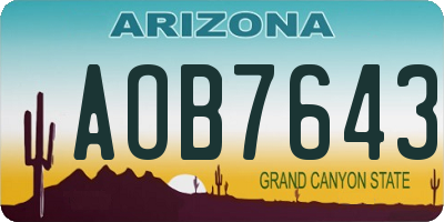 AZ license plate AOB7643