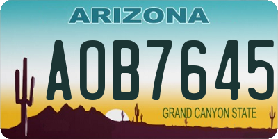 AZ license plate AOB7645