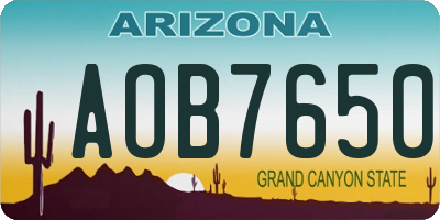 AZ license plate AOB7650