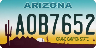 AZ license plate AOB7652
