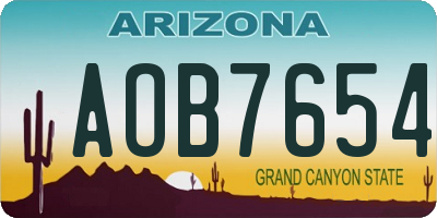 AZ license plate AOB7654