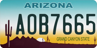 AZ license plate AOB7665