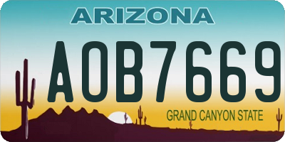 AZ license plate AOB7669