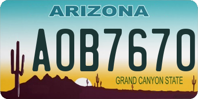 AZ license plate AOB7670