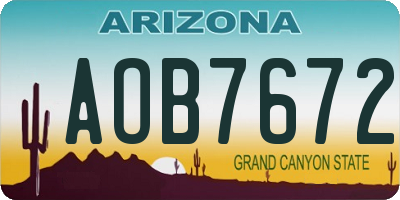 AZ license plate AOB7672