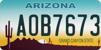 AZ license plate AOB7673