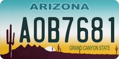 AZ license plate AOB7681