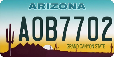 AZ license plate AOB7702