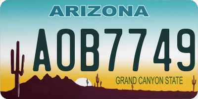 AZ license plate AOB7749