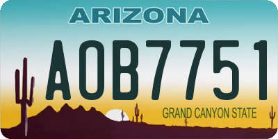 AZ license plate AOB7751