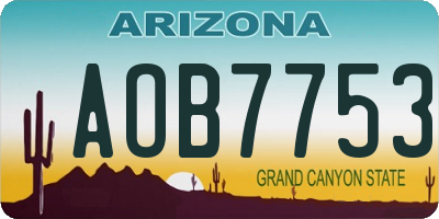 AZ license plate AOB7753
