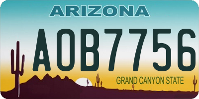AZ license plate AOB7756