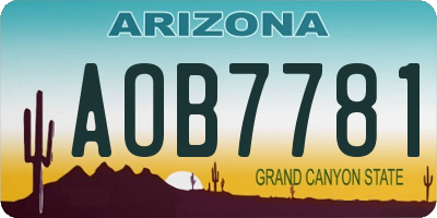 AZ license plate AOB7781