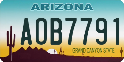 AZ license plate AOB7791