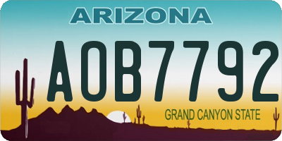 AZ license plate AOB7792
