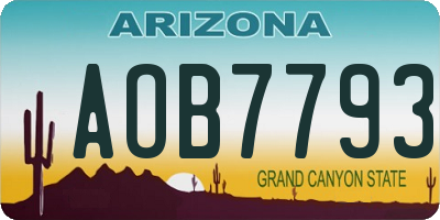 AZ license plate AOB7793
