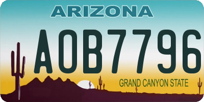 AZ license plate AOB7796