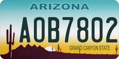 AZ license plate AOB7802