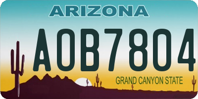 AZ license plate AOB7804